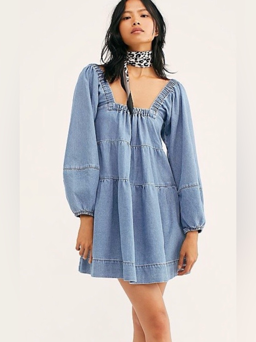 Free People Lou Jean Babydoll Denim Dress